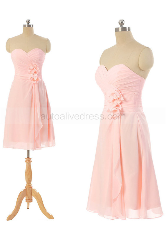 Chiffon Sweetheart Neckline Short Bridesmaid Dress 